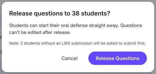 Release questions confirmation